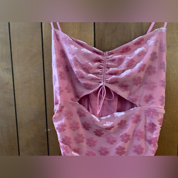 For Love and Lemons FL&L Lusk Velvet Midi Dress Pink Size Large EUC - Picture 9 of 16